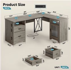 Spacious L-Shaped Corner Desk – Gray Finish