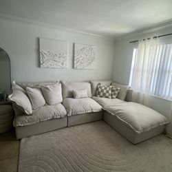 Beige Cloud Sectional With Storage (Brand New)