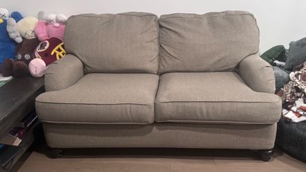 Beige Fabric Loveseat Sofa