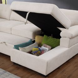 New! 118” Sectional Sofa With Pull Out Bed, Sectional, Sectionals, Sectional Couch, Sofabed, Large Sofa Bed, Sleeper Sofa With Storage 