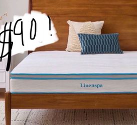 Linenspa 8 Inch Memory Foam And Spring Hybrid Mattress - Medium Firm Feel - Bed In A Box - Quality Comfort And Adaptive Support - Breathable - Cooling