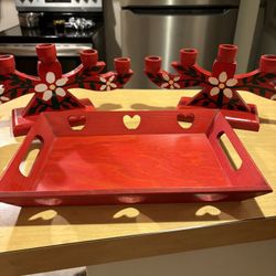 Vintage Danish Christmas Red Tray