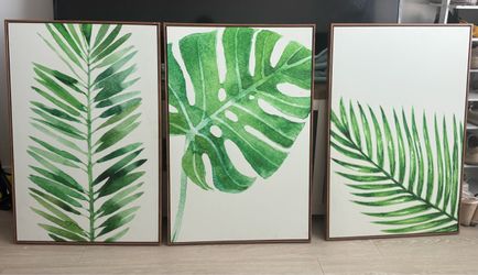 Tropical Leaf Canvas Wall Art Set of 3