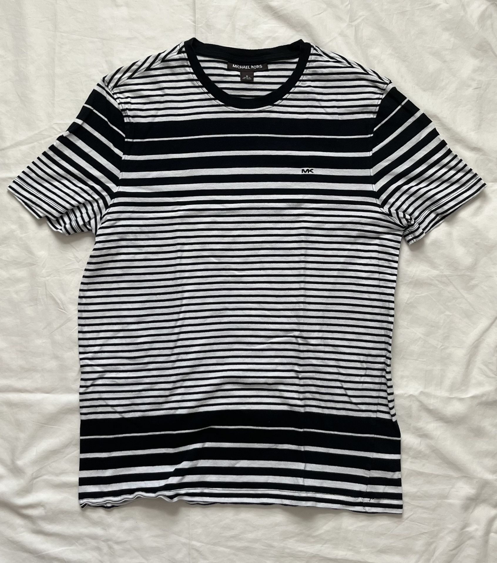 Michael Kors White Striped T Shirt Size M