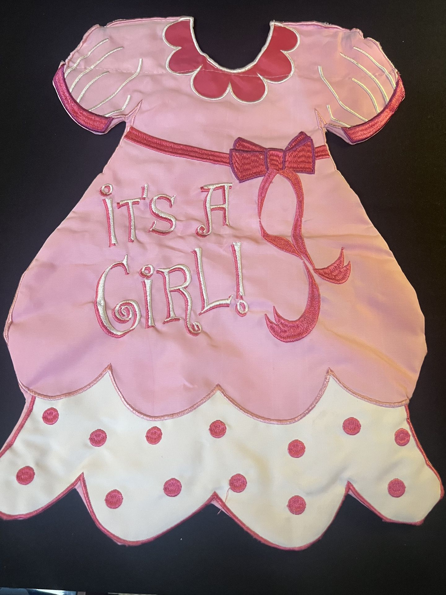“It’s A Girl” Garden Flag Welcome Baby Pink Dress Shaped Banner Sign