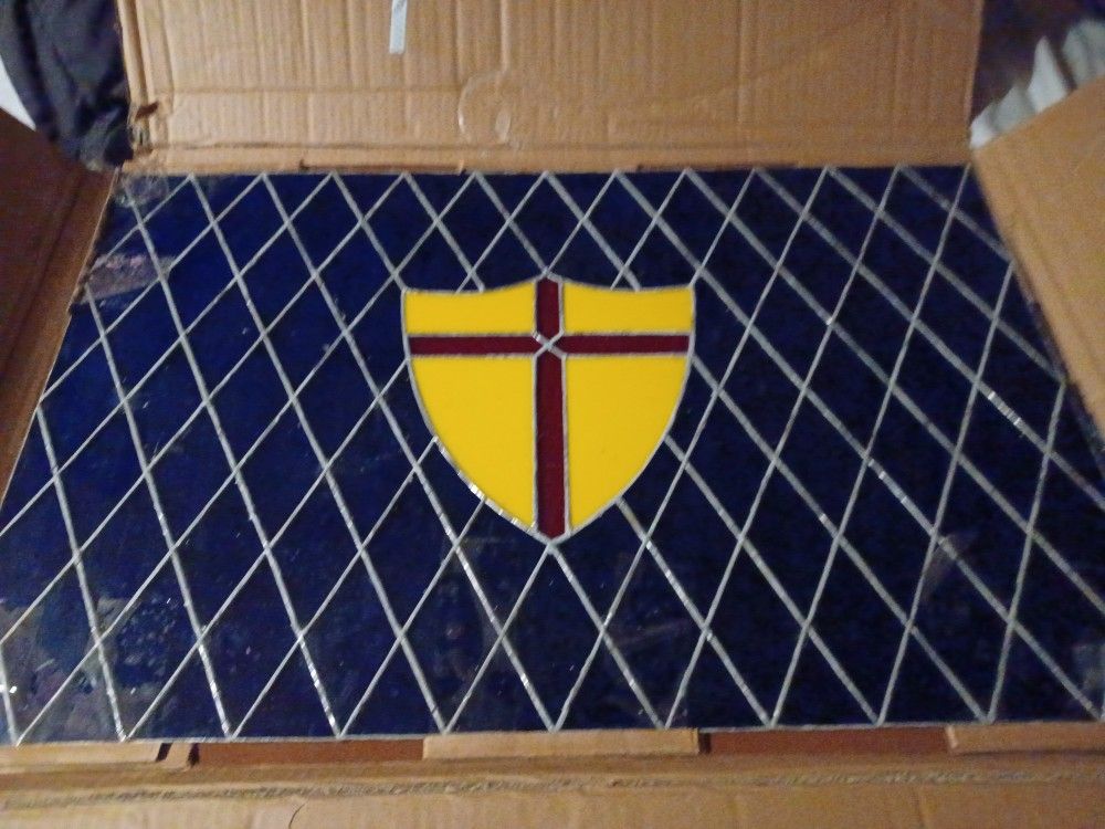 Family Crest Stained Glass Window Blue Gold And Red Will Be Willing To Bartter