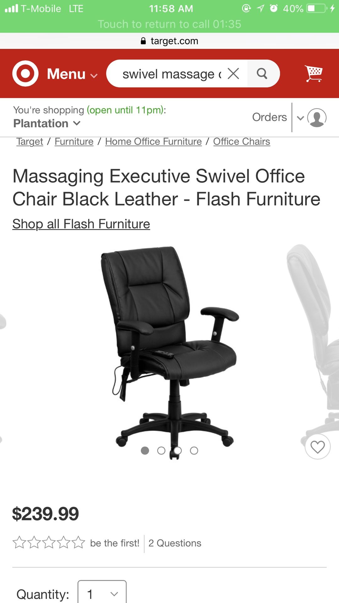 Massaging swivel office chair