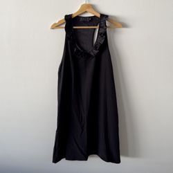 Wayf Sleeveless Silk Shift Dress With Ruffle Scoop Neck Size 6 100% Silk