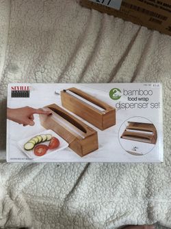 Seville Classics Bamboo Food Wrap Dispenser 2-piece Set