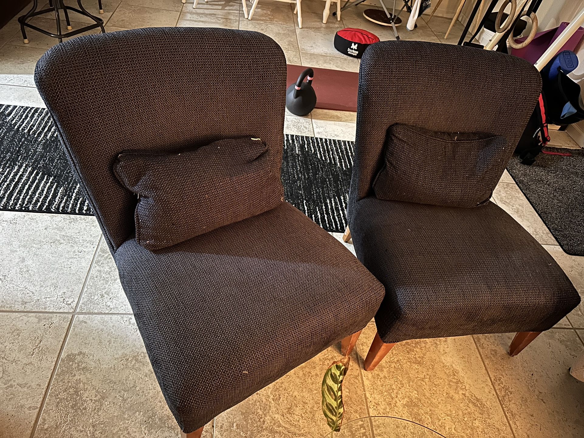 Slipper Chairs with Feather Filled Pillows