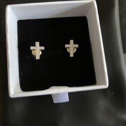 Vermeil cross earings (Gold over 925 sterling silver)