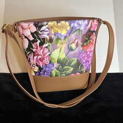 Bueno Canvas Faux Leather Graphic Floral Print Women's Handbag Crossbody Style.