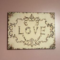 “LOVE” Distressed Metal Wall Art Decor Sign