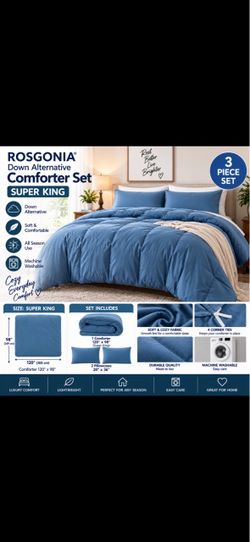Super King Comforter Set β 3 Piece β Blue β New