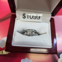 2 Piece Wedding Set Ring 14k Gold Diamonds Womens Size 6