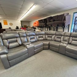 New Gray Power Recliner Sectional Couch Only $50 Down Payment 