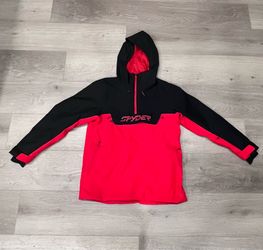Spyder All Out Anorak Ski Jacket Men’s Large Red Black Hooded Waterproof 10K