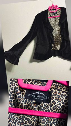 Montanaco Black Cropped Blazer Leopard Lining