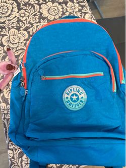 Kipling Blue Backpack with Colorful Zippers