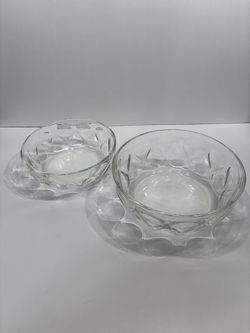 PYREX Ovenware Clear Glass Sculptured Teardrop Serving Bowls Set of 2-Vintage