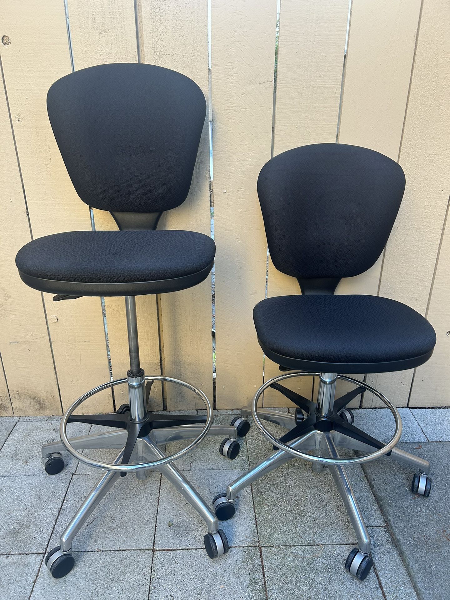 2 - Safco Extended Height Chair, Chrome/Black (Like New)