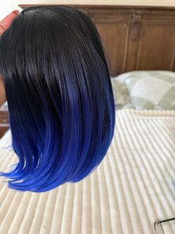 Short black and blue wig