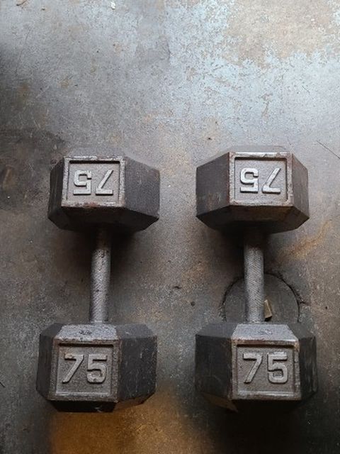 Set Of 75lbs Hex Dumbbells