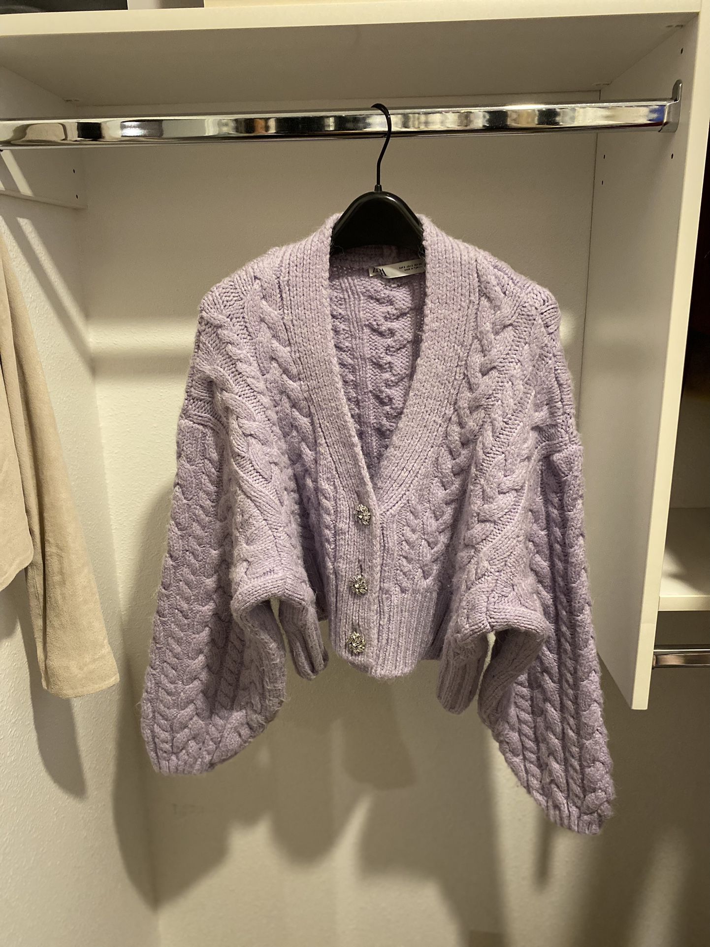 Zara Purple Thick Sweater Cardigan 