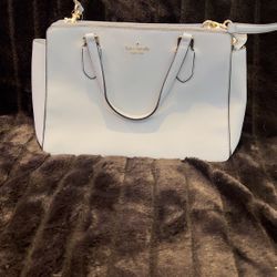 Kate Spade Jackson Satchel Powder Blue Pebbled Leather Crossover Strap Tote Bag