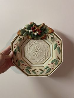 Fitz and Floyd Classics Christmas Holiday Plate Living Room Dining Room Furniture Decor