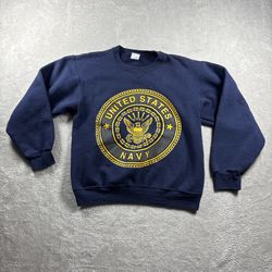 Vintage US Navy Sweatshirt Men’s S Soffe Made USA Crewneck Blue 90s Pullover #8F