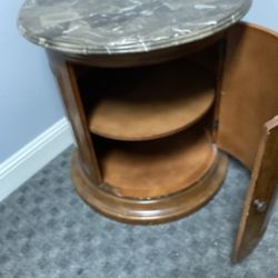 Marble Top Wood End Table