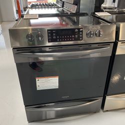 Frigidaire Gallery Black Stainless Steel 30” Front Control Electric Range With Air Fry