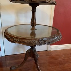 Vintage double tier table solid wood