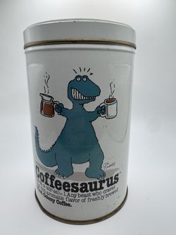 Vintage 80s Coffeesaurus Coffee Tin - First Colony Coffee & Tea