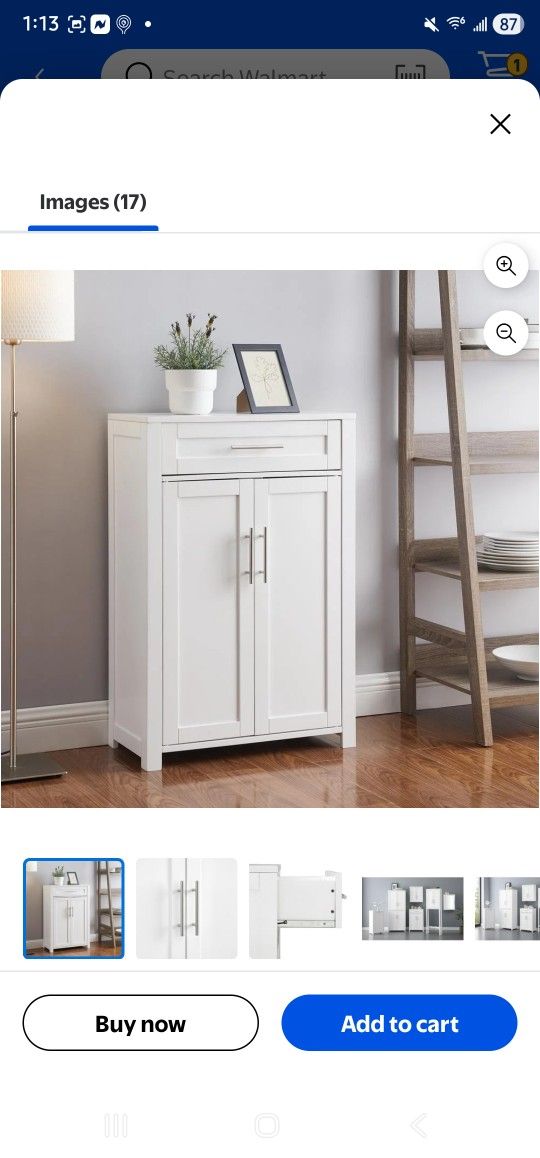 Crosley Furniture Savannah Storage Cabinet and Bathroom Organizer with a Drawer and Shelves, White