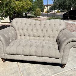 Cute Grey Tufted Loveseat / Couch 