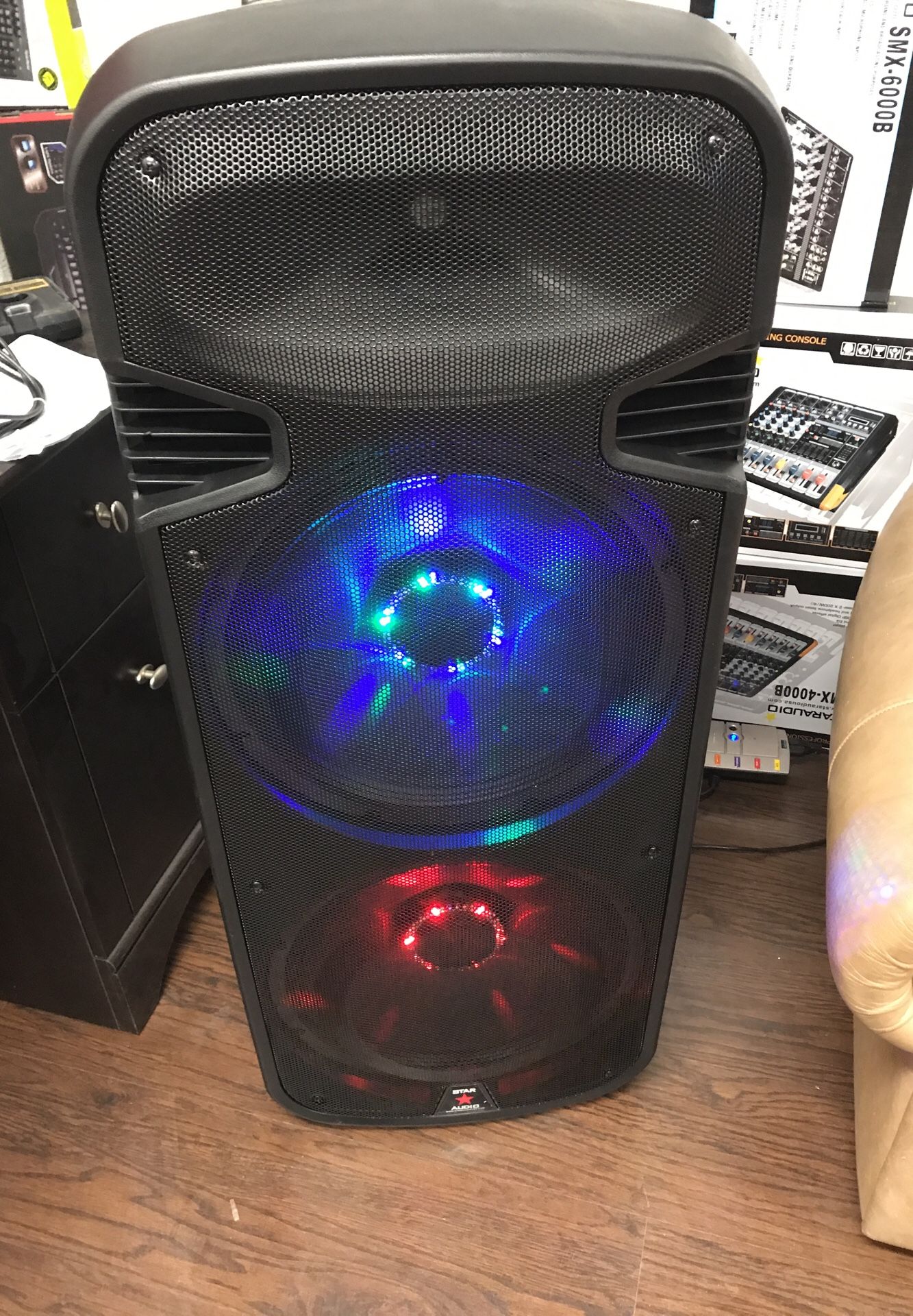 Staraudio double 15” very powerful dj karaoke speaker