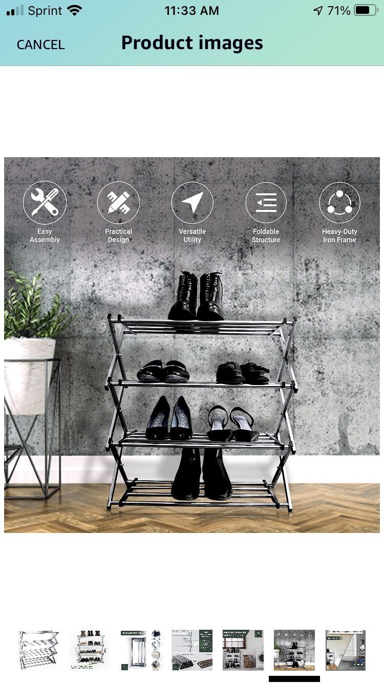 4-Tier Shoe Rack│Durable Stainless Steel Shoe Organizer│Stores Up to 12 Pairs of Shoes│Perfect for Closets and Entryways