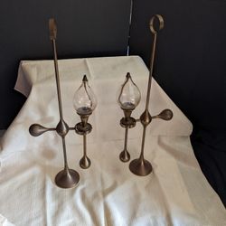 Pair Of Vintage Brass Oil Lamps, Freddie Anderson, Made In West Germany 