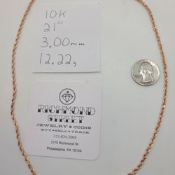 10k Rose Gold Rope Chain