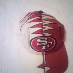 Vintage 1990's San Francisco 49ers Shockwave Bolt Adjustable Hat With Iconic Logo And Original Colors Pro Line Brand Like New Located In Palm Springs 