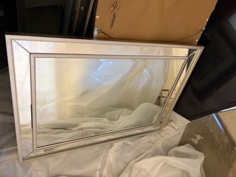 Set of 2 Large Mirrored Wall Frames – Silver $100