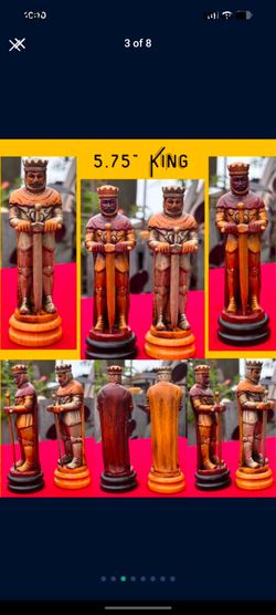 Rare Vintage Hand Carved Chess Set With Cabinet