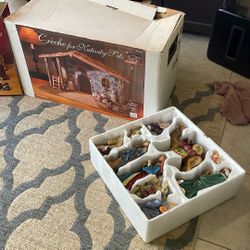 Kirkland ceramic nativity set with stable and accessories