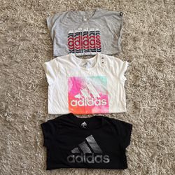3 Adidas un used Shirts youth size L fits like women’s size S