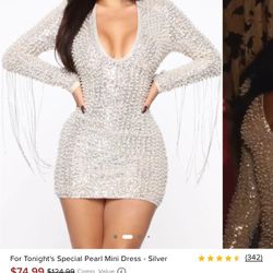 White/Silver Pearly Embellished Dress