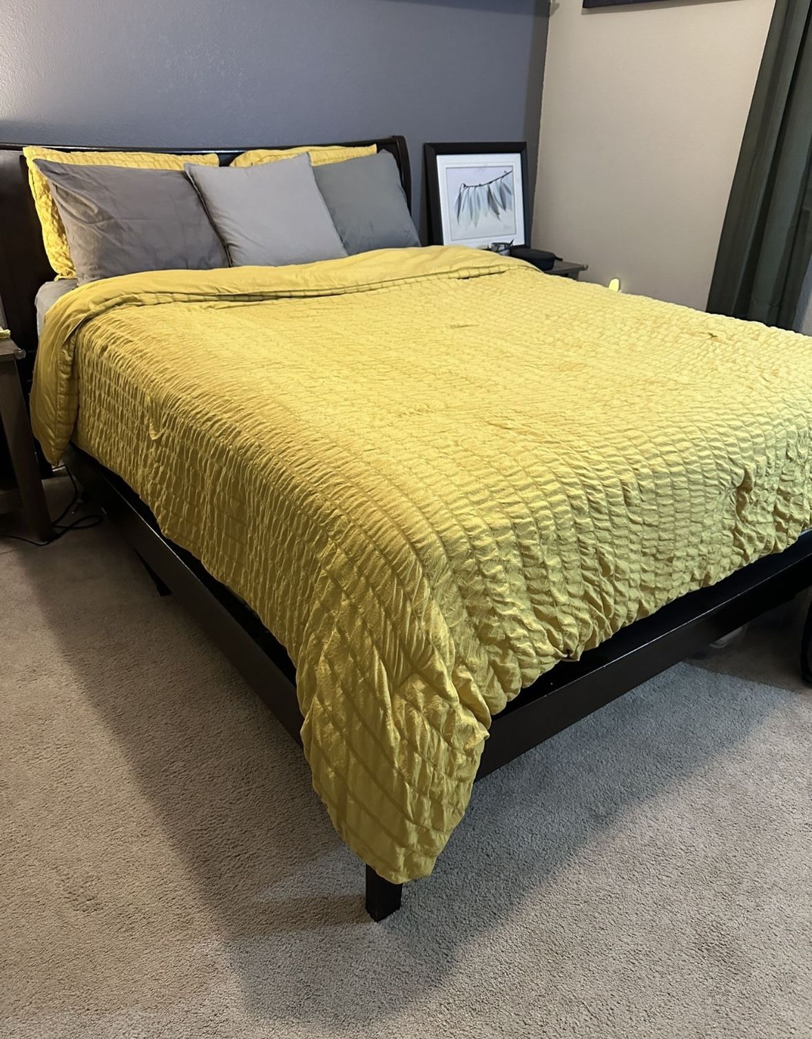 Queen Size Bed Frame + Mattress+ Night Stands
