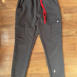 Figs Women Gray Red Technical Collection Scrub Pants Tapered XXS medical