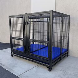 $280 (Brand New) X-Large 49” heavy duty folding dog cage 49x38x43” double-door kennel w/ divider 